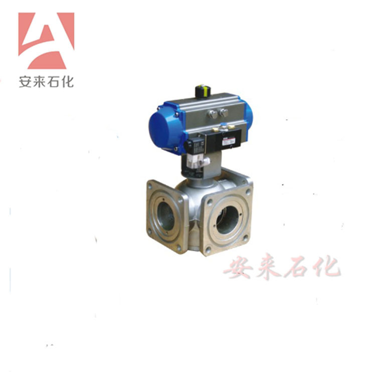 气动三通槽车球阀 铝合金电磁气动方球阀 气动铝合金球阀