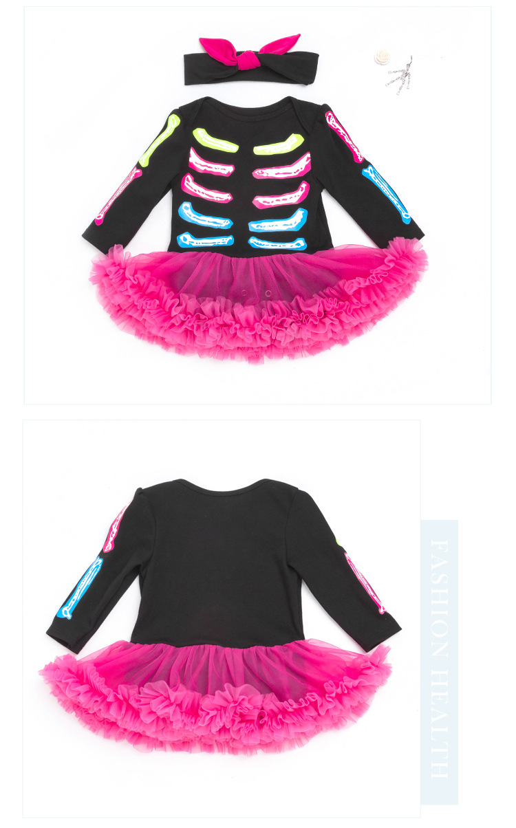 Halloween Fashion Skeleton Cotton Girls Dresses display picture 1