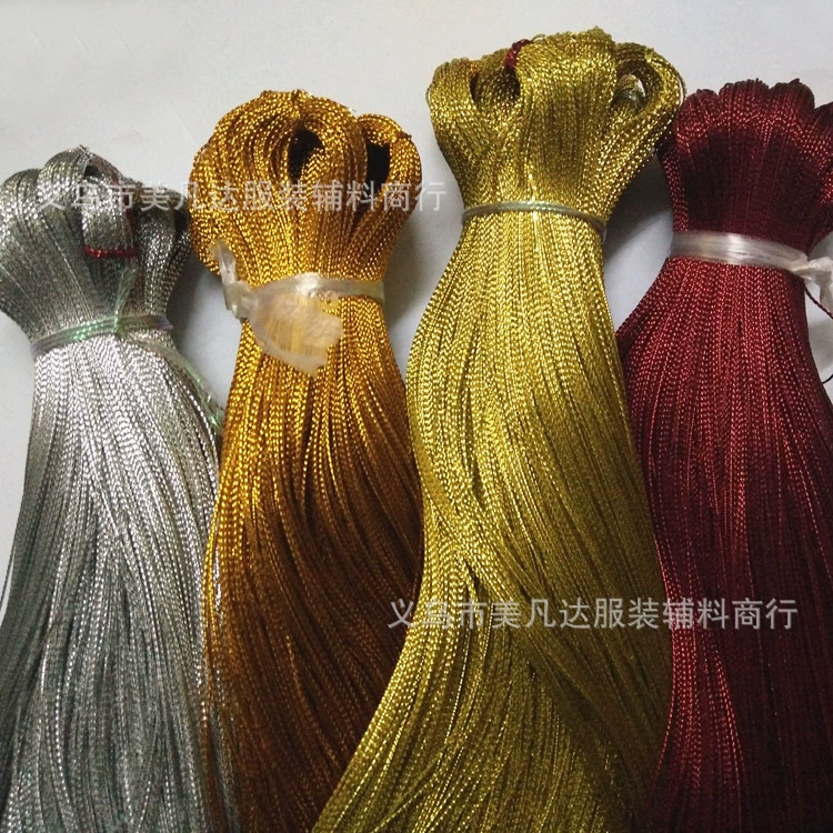 Золотая серебряная круглая неэластичная веревка для ювелирных изделий, Ремесленная леска, 1 мм, золотая нить, серебряная нить