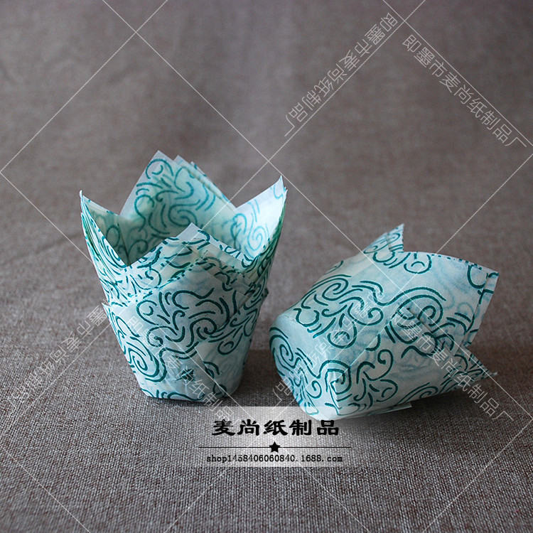 De calidad alimentaria de alta temperatura resistente medio corrugado pastel titular de papel pastel de tulipán pastel de papel muffin pastel de aceite titular de papel