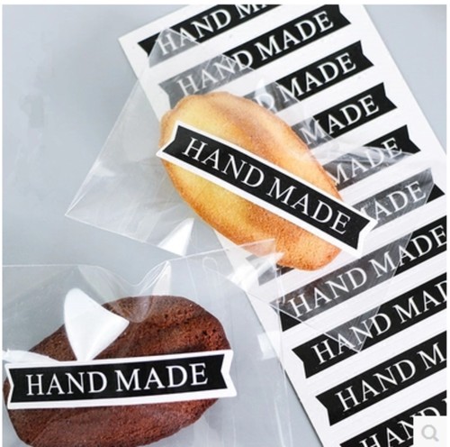 Black Sticker Baking Packaging Box Decorative Sticker Hand Made Long Strip Seal Sticker Self Adhesive Sticker 16 Pcs
