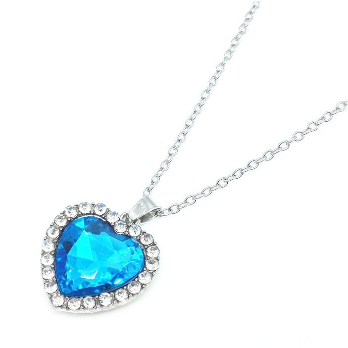 淘宝饰品海洋之心项链 天然水晶心型吊坠 批发时尚吊坠毛衣链C008|ms