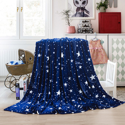 Flannel Blanket Four seasons Autumn and winter Star Print Flannel blanket air conditioner Office Siesta Small blanket Double