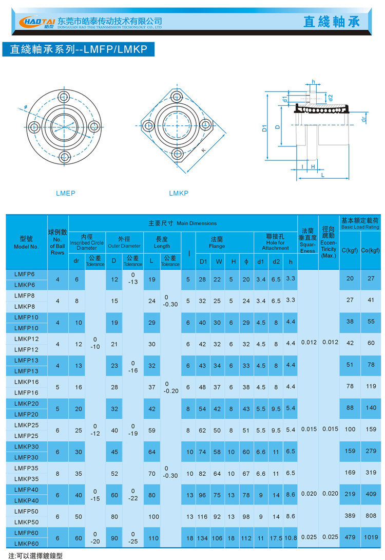 方型加长法兰直线轴承LMK6L/8/10/12/13/16/20/25/30/35/40/50L