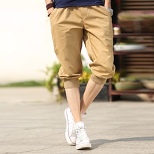 外贸时尚夏季男士韩版七分短裤哈伦短裤时尚休闲运动纯色短裤男装