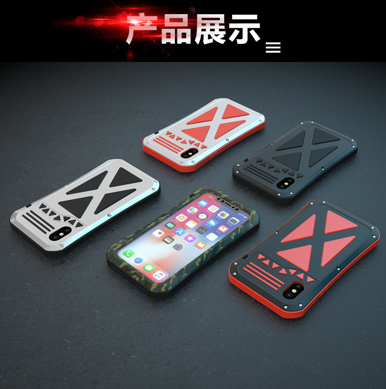 R-Just X-Men Superhero Slim Waist Stainless Steel Dirtproof Shockproof Heavy Duty Metal Case Cover for Apple iPhone X