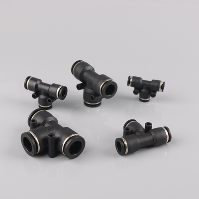wholesale PUT tee Hexagon Internal thread Push Joint Connector series Pneumatic fittings