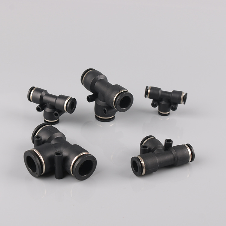 wholesale PUT tee Hexagon Internal thread Push Joint Connector series Pneumatic fittings
