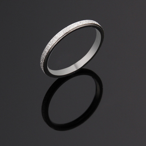 Factory Customized European and American Style 2MM Sand Gold Rose Gold Women's Titanium Steel Ring, Street Stall Jewelry Wholesale