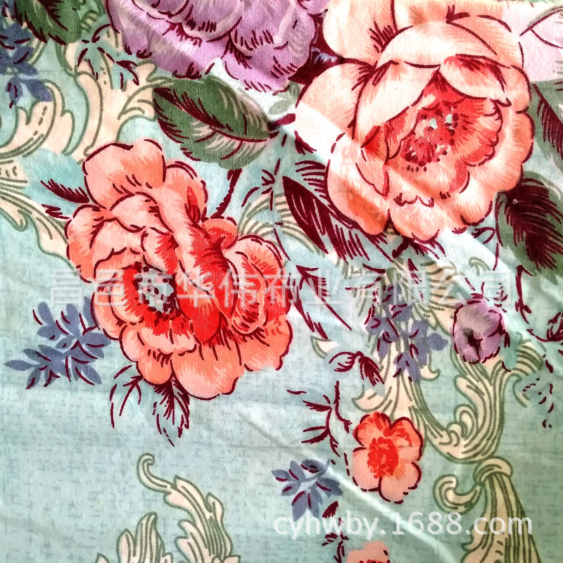 交织印花布 涤棉交织布 涤棉帆布  梭织混纺布 床品用布南美市场