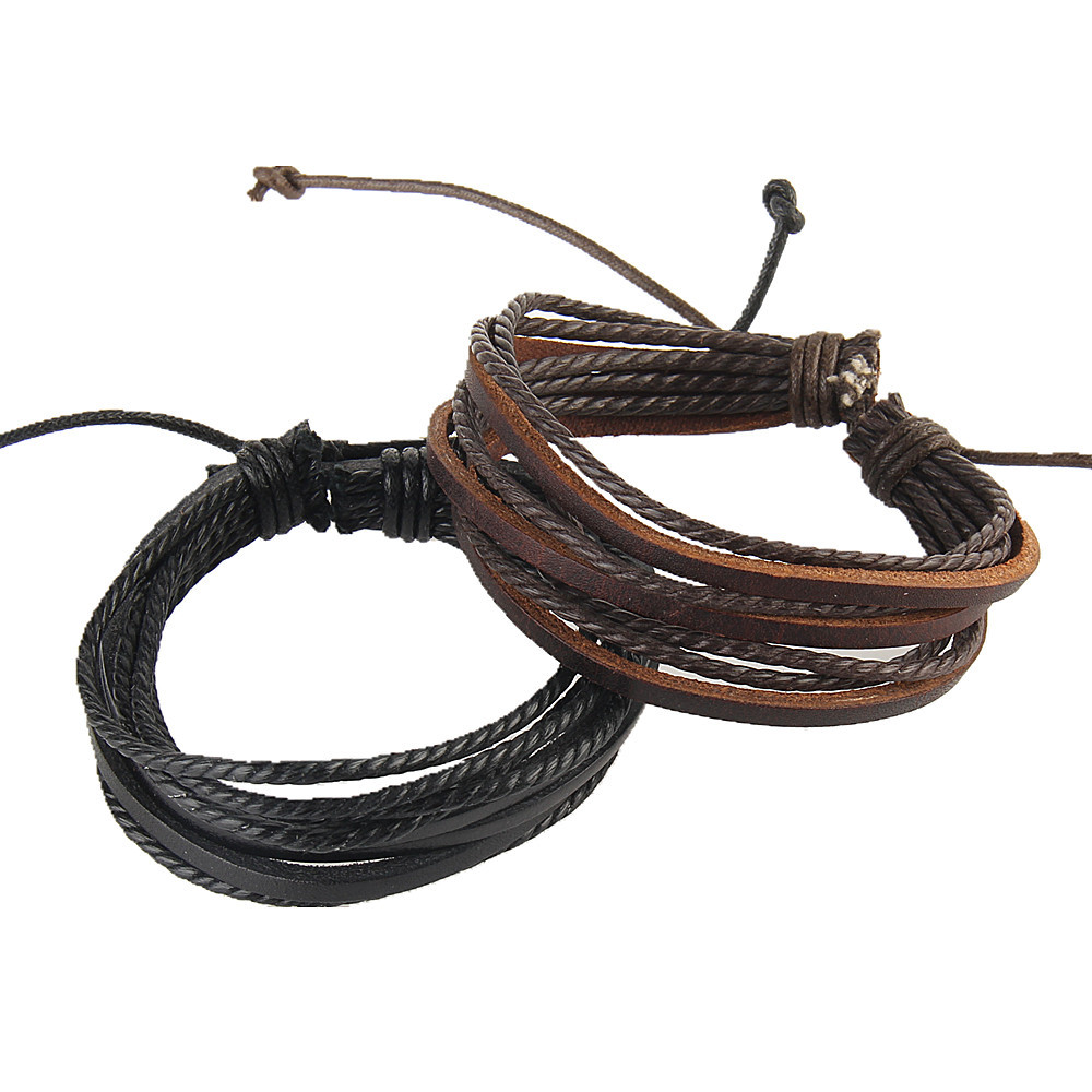 Europe and America Confidante Bracelet Jewelry cortex black multi-storey Hand rope weave Leather Bracelet lovers Hand string