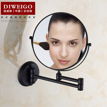 黑古銅色浴室美容鏡 全銅伸縮壁掛式折疊化妝鏡 放大雙面鏡梳妝鏡
