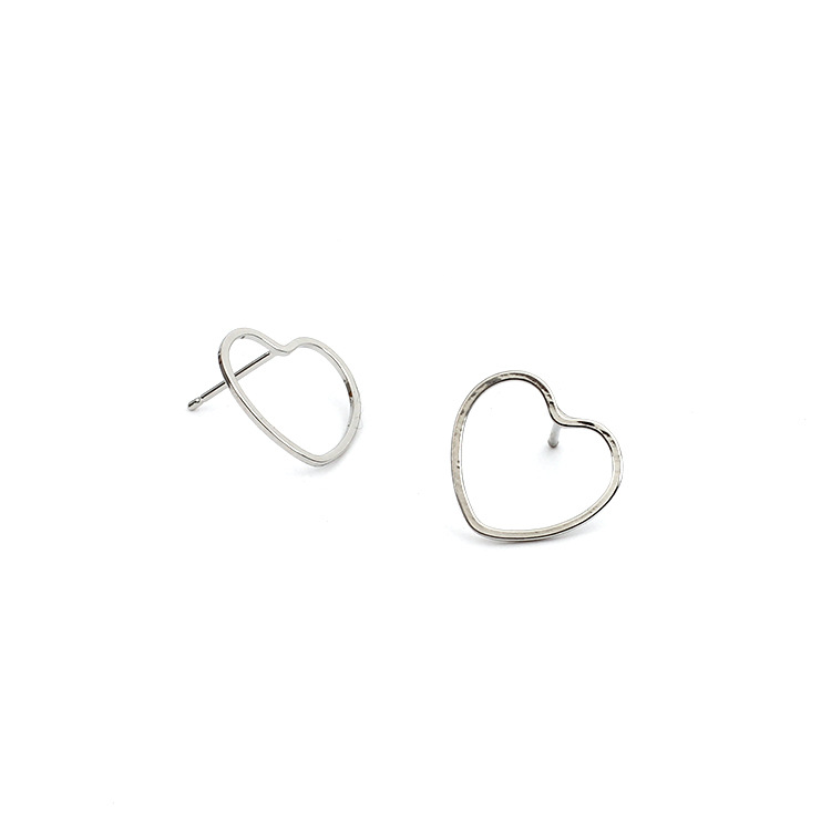 2g Weight Earrings, Ear Studs Classification Wedding, Travel Occasion Women'S Gender Gold, Silver Color New Fashion Simple Geometric Heart-shaped Earrings 2