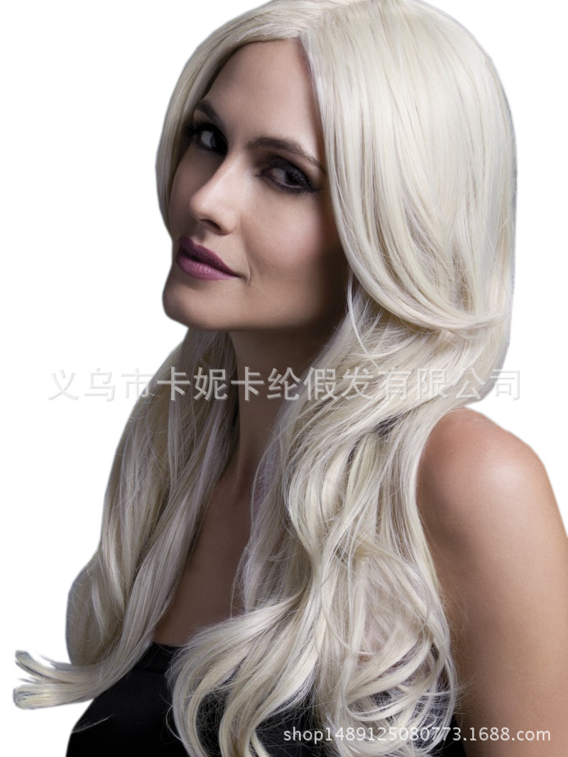 Cabello rizado ondulado largo de oro claro para mujer de moda intelectual