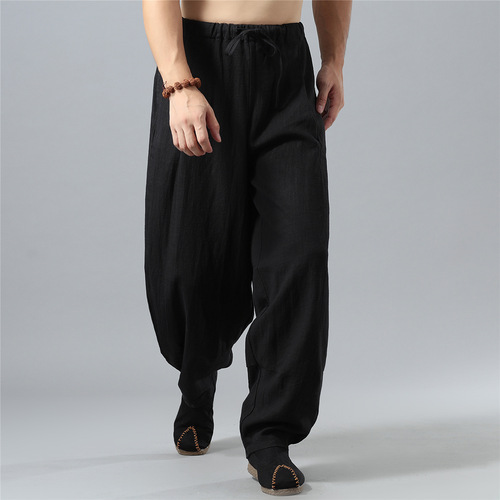 Tai chi clothing kungfu uniforms cotton hemp men's pants lantern pants men's Linen Pants