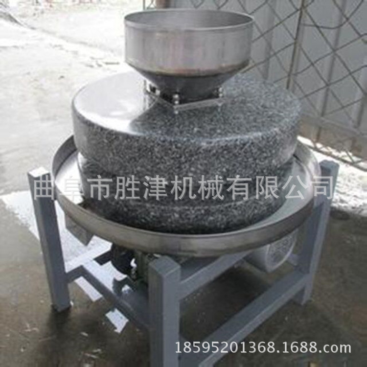 香油麻汁石磨机 汽油机带动芝麻酱机潍坊