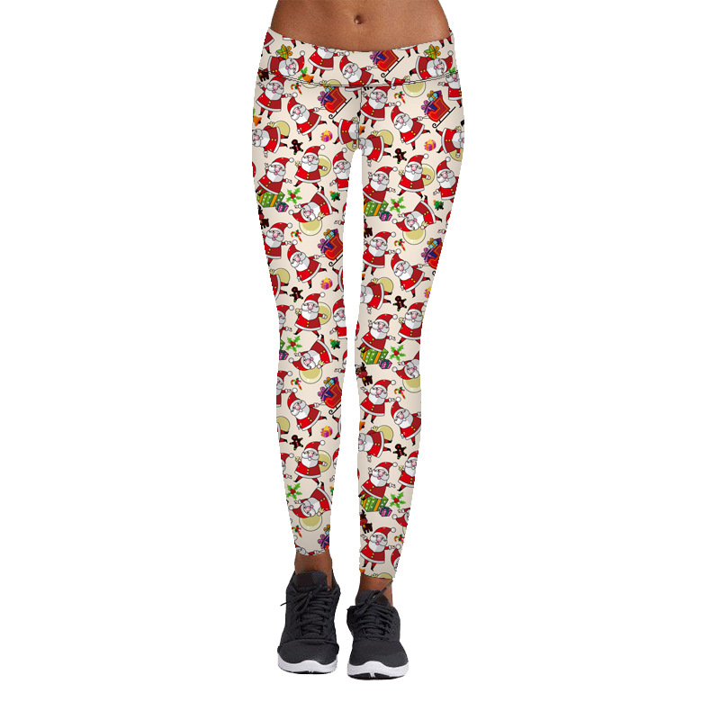 欧美爆款 圣诞 数码 印花跑步健身运动舞蹈瑜伽