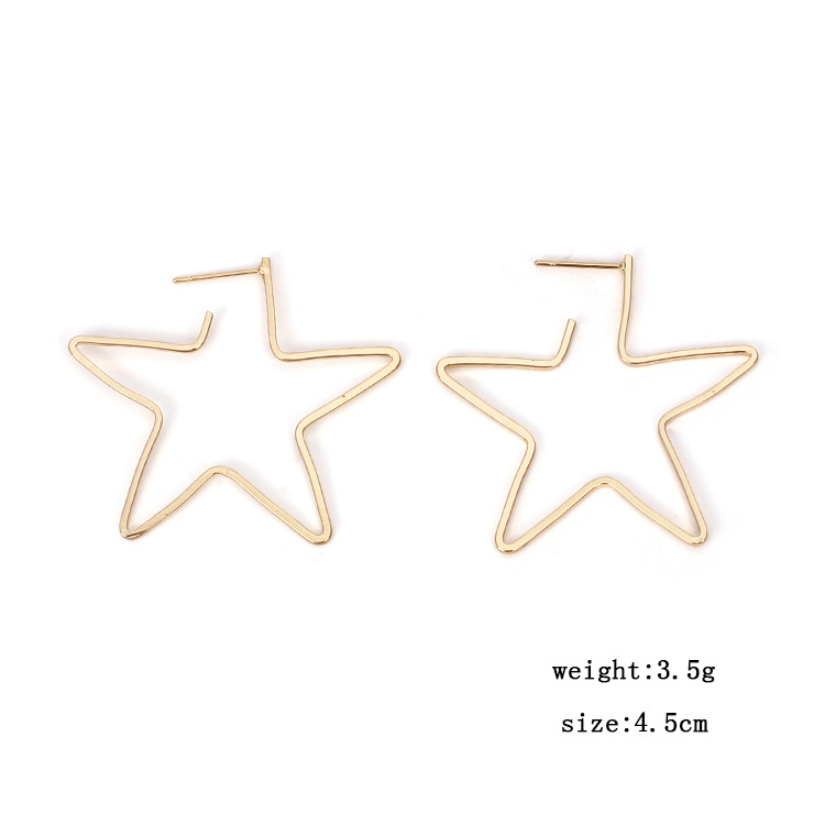 Fashion Minimalist Copper Earrings Metal Hollow Five-pointed Star Earrings  Wholesale Nihaojewelry display picture 7