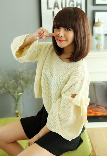 Fashionable wig for women, short straight hair with bangs, long hair style, European and American wig head cover WISH source factory stock in hand