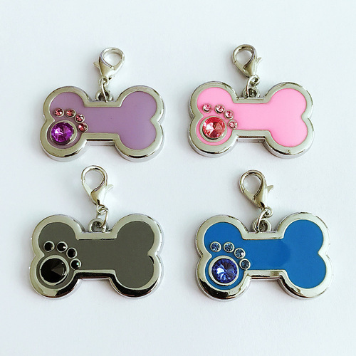 New Pet Collar Tag, Cartoon Paw Print Pet Enamel Bone Collar ID Tag, Factory Wholesale