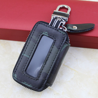 新款真皮汽车钥匙包透明窗口车用钥匙皮套通用款按键镜窗车钥匙包|ms