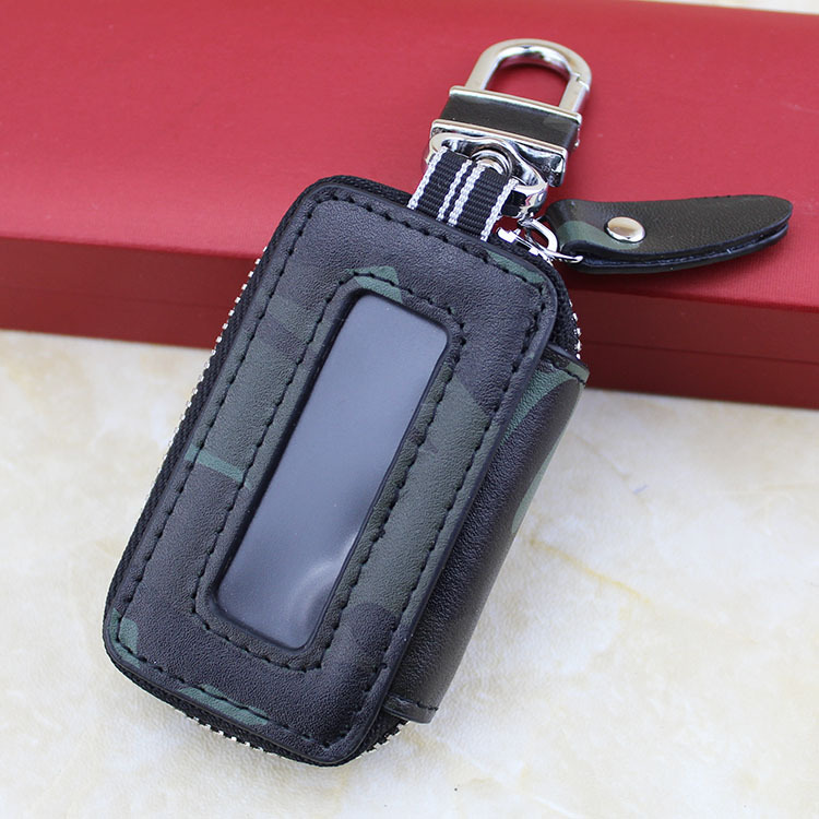 新款真皮汽车钥匙包透明窗口车用钥匙皮套通用款按键镜窗车钥匙包|ms