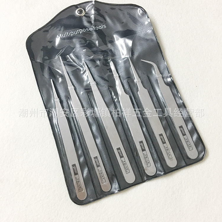 6件套装不锈钢镊子 Ts-15多肉绿植DIY弯头小镊子 gooi镊子套装