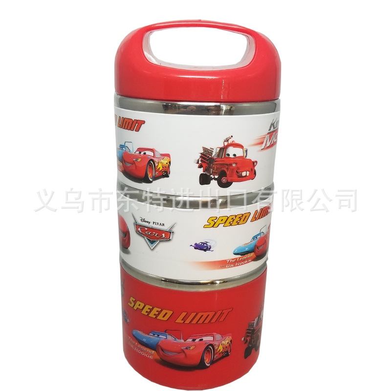 Stainless steel mini lunch box, cartoon 3-layer student lunch box, insulated picnic box, gift basket detail image 9