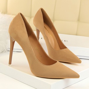 European and American fashion simple thin heel super high heel shallow mouth pointed suede thin sexy nightclub women’s s