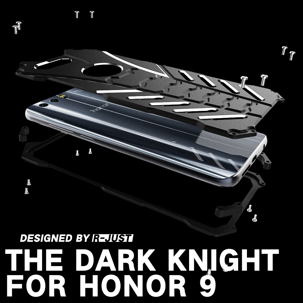 R-Just Batman Shockproof Aluminum Shell Metal Case with Custom Stent for Huawei Honor 9