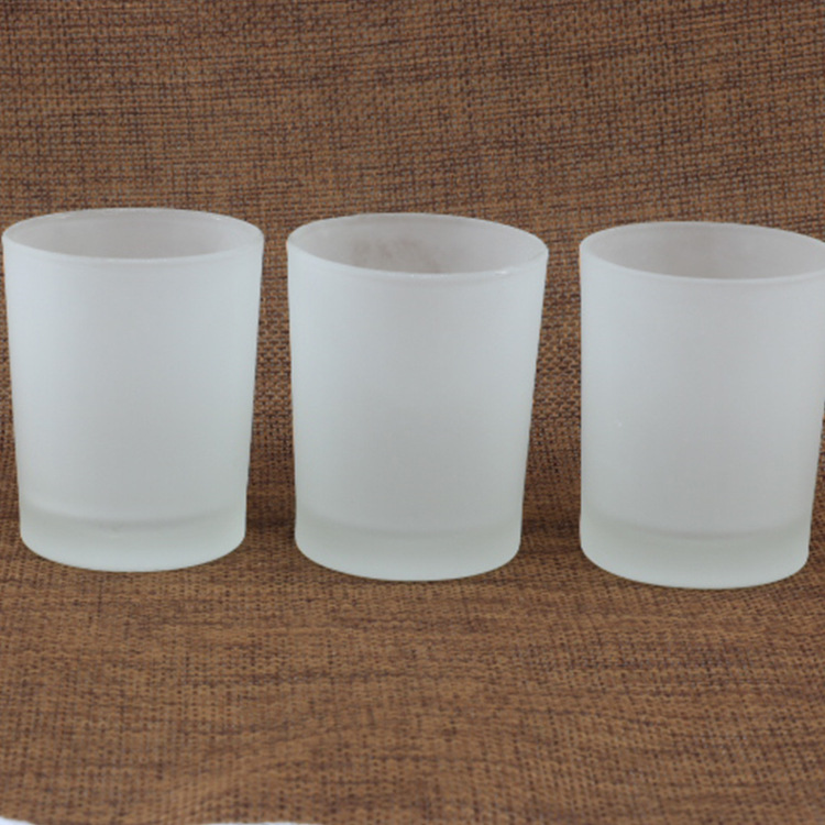 磨砂透明玻璃杯蜡烛 杯烛台普通小玻璃杯 磨砂黑烛台蜡烛厂家直销|ru