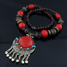 Big Statement India Beads Stone Pendant Necklace Women