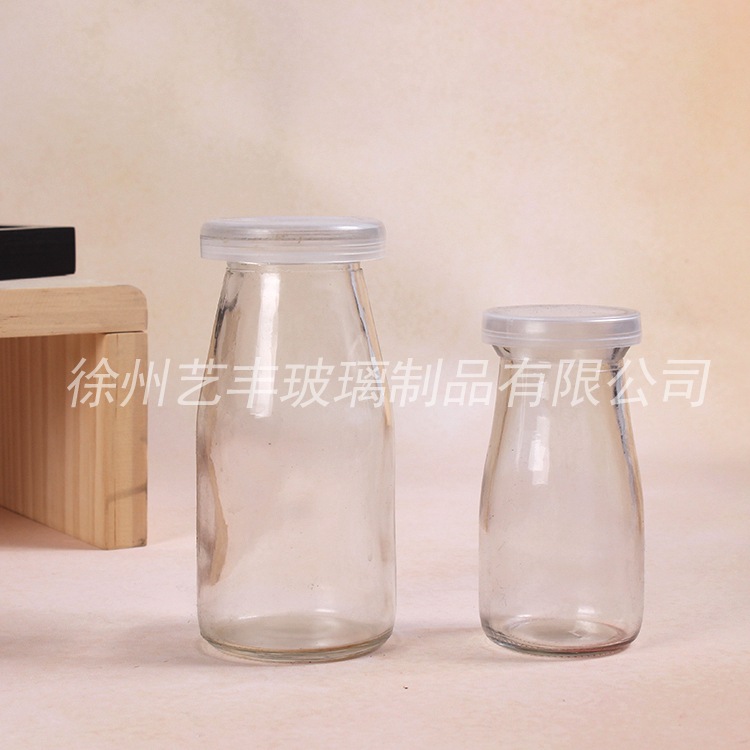 奶吧专用 鲜奶玻璃瓶 加厚玻璃奶瓶 PE塑料盖 厂家直销