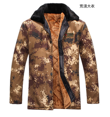 冬季迷彩军大衣男加长加厚冬季地摊棉袄荒漠大衣 多功能防寒服