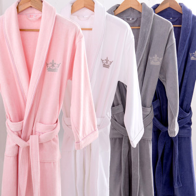 酒店浴袍毛巾料纯棉睡袍浴袍男女士棉割绒浴衣|ms
