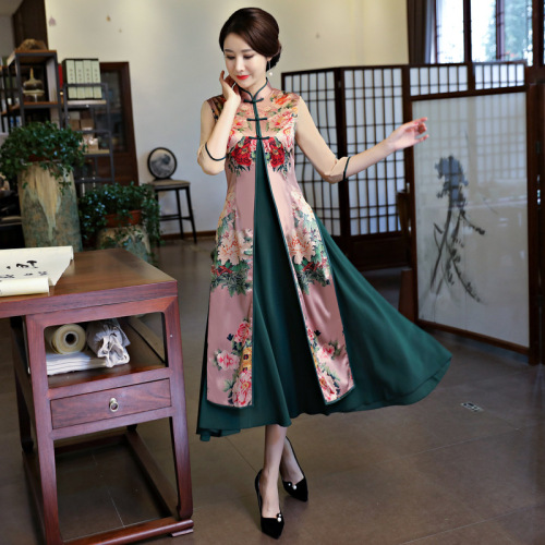 Chinese Dresses Qipao for women robe chinoise cheongsam Cheongsam aodai long cheongsam national retro dress