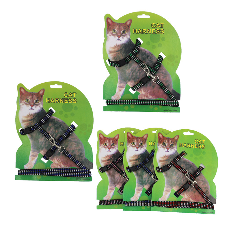 Mascota en forma de I cuerda de tracción de nylon tejida Cadena de gato pequeño gato perro traje de tracción cuerda de gato cómodo