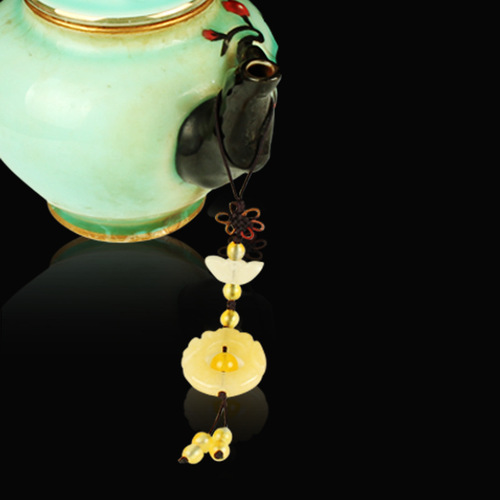 Jade Pendant, Yellow Jade Mobile Accessory, Peace Buckle Phone Accessory Charm, Jade Craftwork, Jade Hanging Ornament