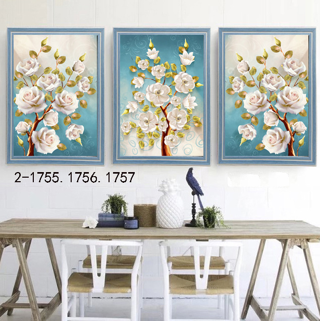 薇艾可画业北欧简约时尚清新餐厅装饰画客厅走廊挂画油画低价走量