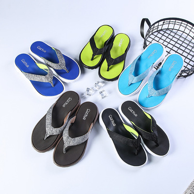 夏季新品 潮流韩男版舒适透气垫夹脚防滑耐磨厚底凉人字拖鞋批发