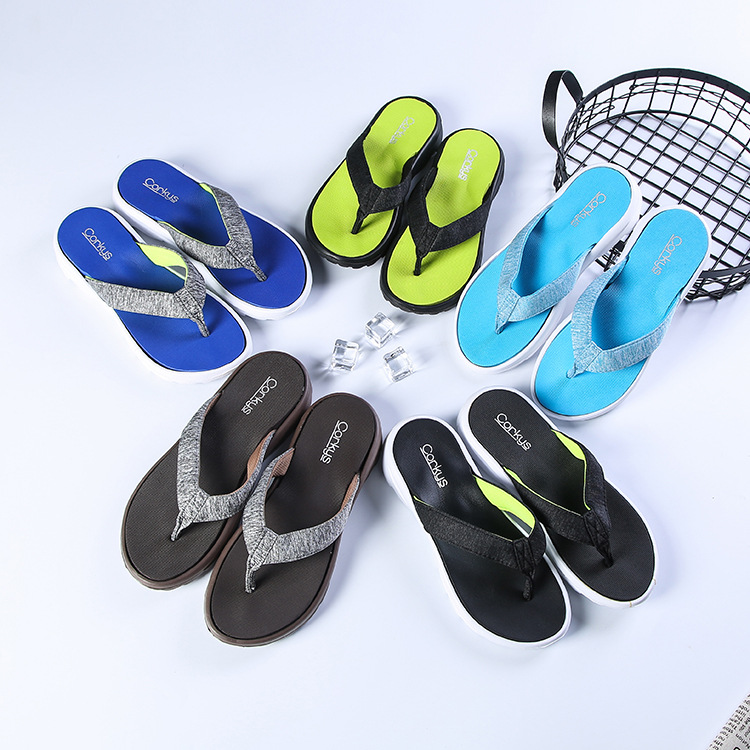 夏季新品 潮流韩男版舒适透气垫夹脚防滑耐磨厚底凉人字拖鞋批发