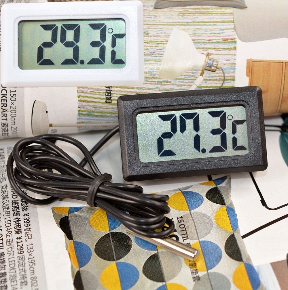 外贸跨境带线1米电子温度计鱼缸冰箱水温表嵌入式防水探头有线