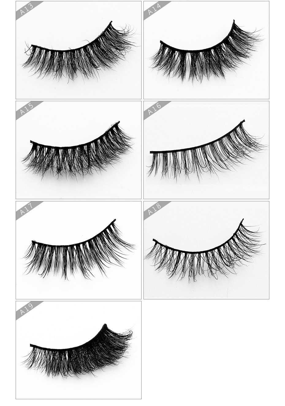 3D Natural Multi Layer Fake Eyelashes Mink Hair Faux Handmade Reusable