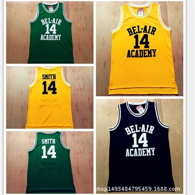 The Movie Will Smith 14 Number black yellow green 25 yellow Basketball clothes Mesh Jersey