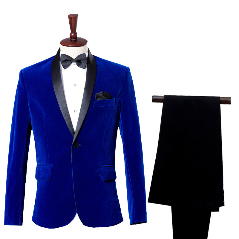 men's jazz dance suit blazers Men dress suit, singer performance suit, business red velvet royal blue