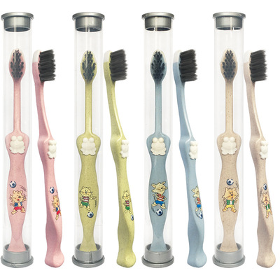 Hundreds of thousands of wheat stalk children Small head Bamboo charcoal Soft fur Filaments toothbrush wholesale Cartoon suit portable travel
