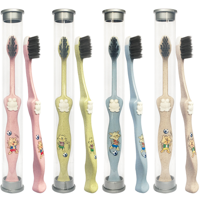 Hundreds of thousands of wheat stalk children Small head Bamboo charcoal Soft fur Filaments toothbrush wholesale Cartoon suit portable travel