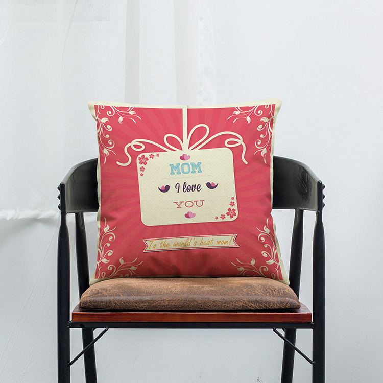 新款上市 母亲节祝福棉麻抱枕套 汽车靠枕 母亲节礼物定制
