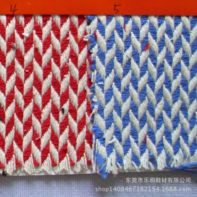 FB044色织方格4双色鱼骨纹人字斜工艺品鞋材布料