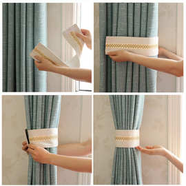 现代简约创意窗帘扣绑带 可爱绑绳扎带免打孔安装 魔术贴随意扣帘